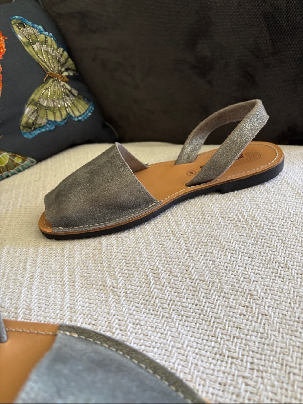 Jeffrey Campbell Pewter Ibiza Slingback Sandals Size EU 41 Made In Spain - Picture 12 of 13